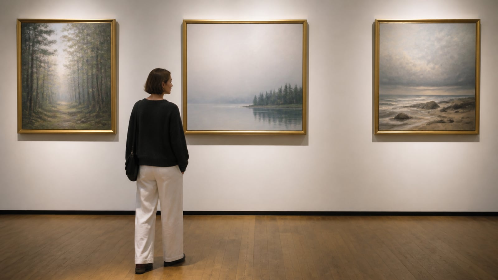 Bezoeker verbindt drie kunstwerken tot een verhaal